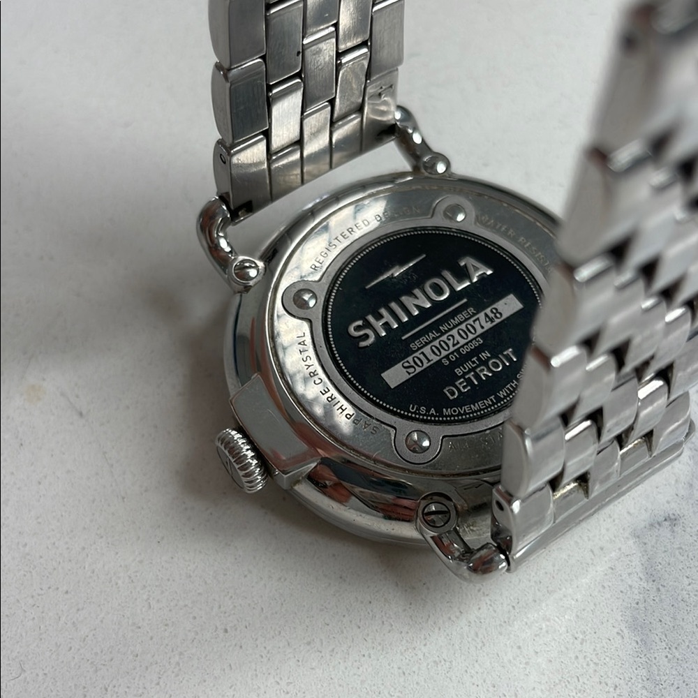 Shinola Silver Watch with Black Dial for parts - Picture 2 of 2